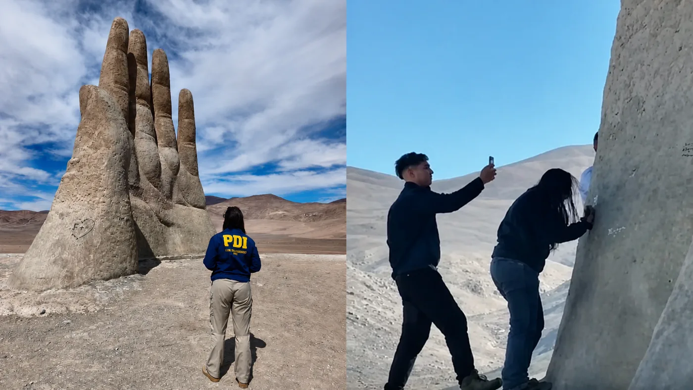 Investigan a tres personas por rayados en la Mano del Desierto