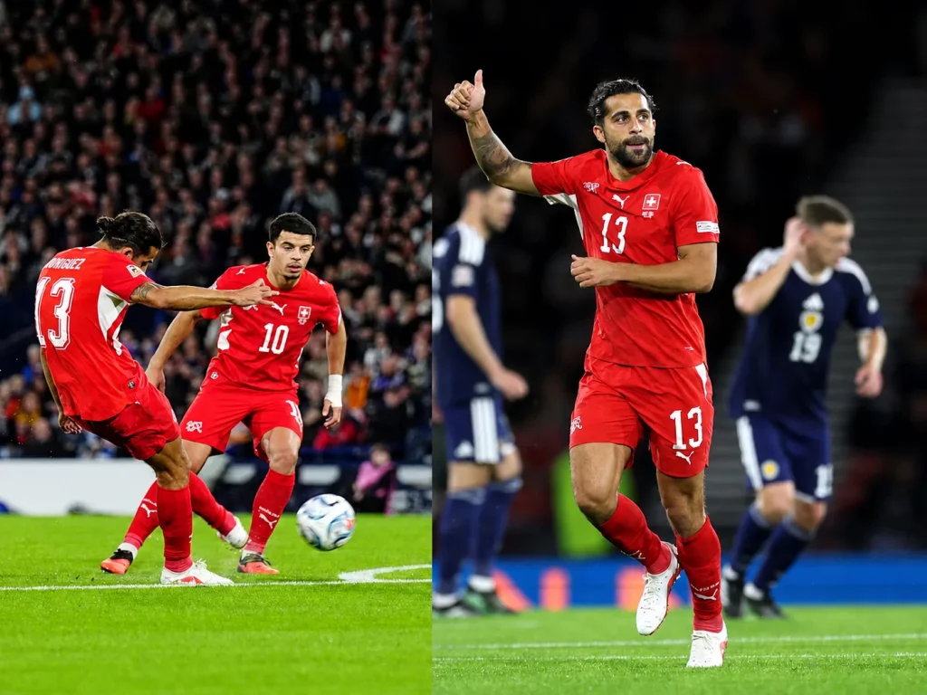 Ricardo Rodríguez marca un golazo de tiro libre en triunfo de Suiza ante Escocia