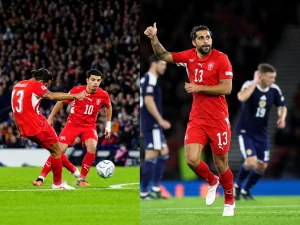 Ricardo Rodríguez marca un golazo de tiro libre en triunfo de Suiza ante Escocia