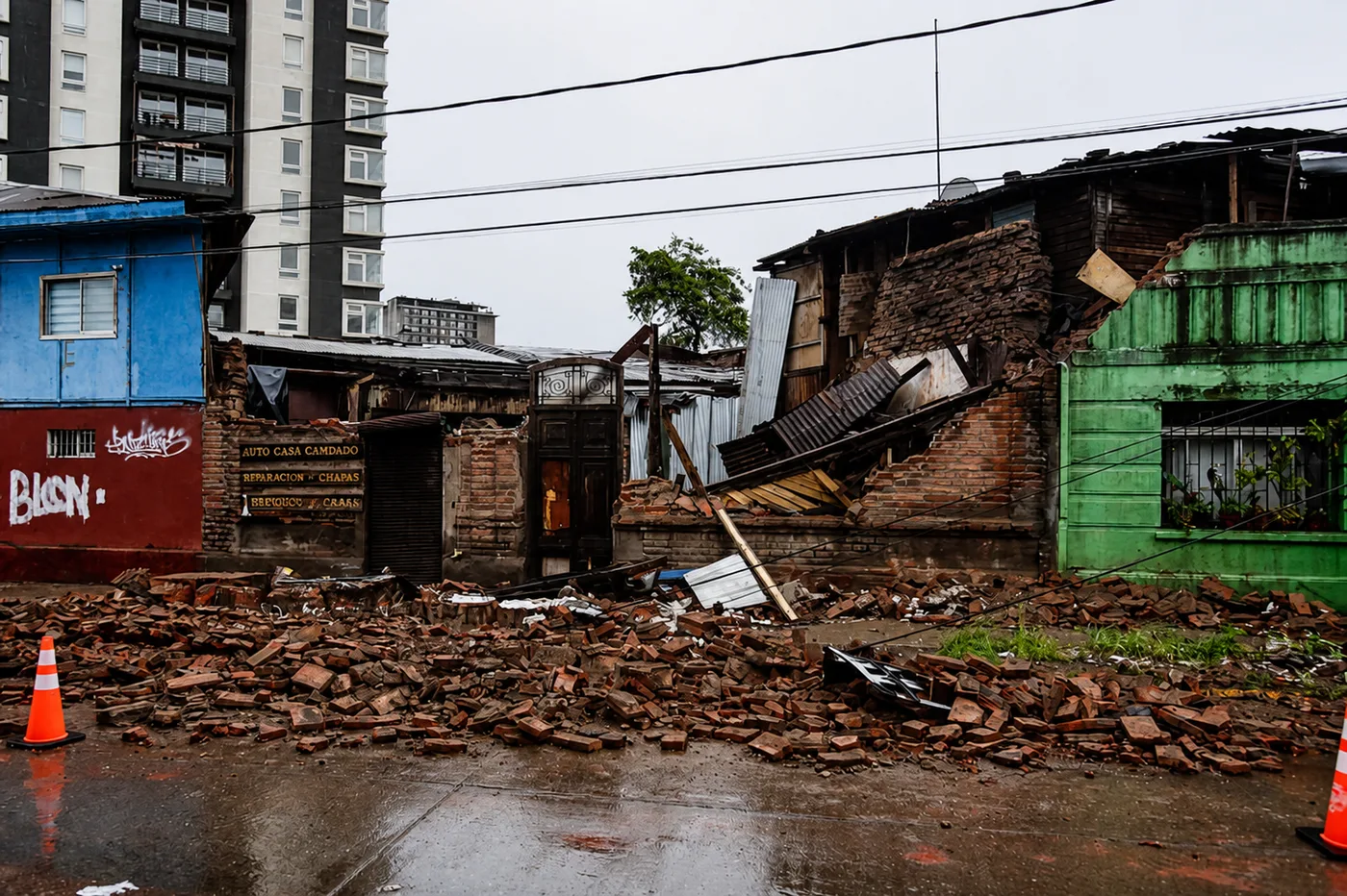 Colapso de vivienda en San Miguel deja daños en inmueble colindante