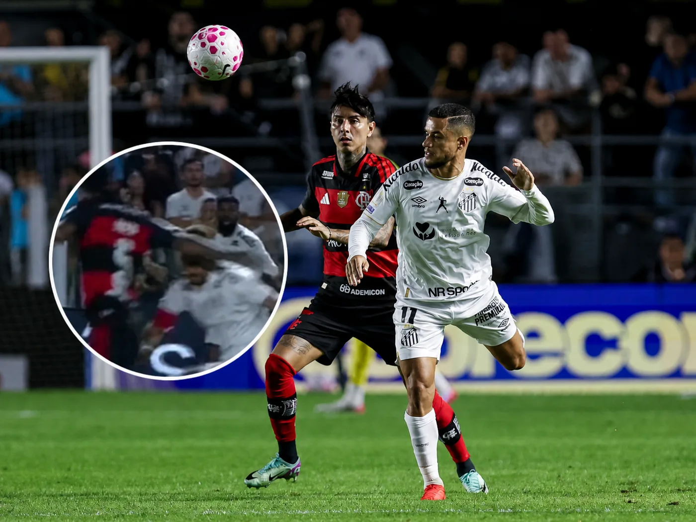Pulgar protagonizó tenso cruce con Neymar en empate del Flamengo ante Santos