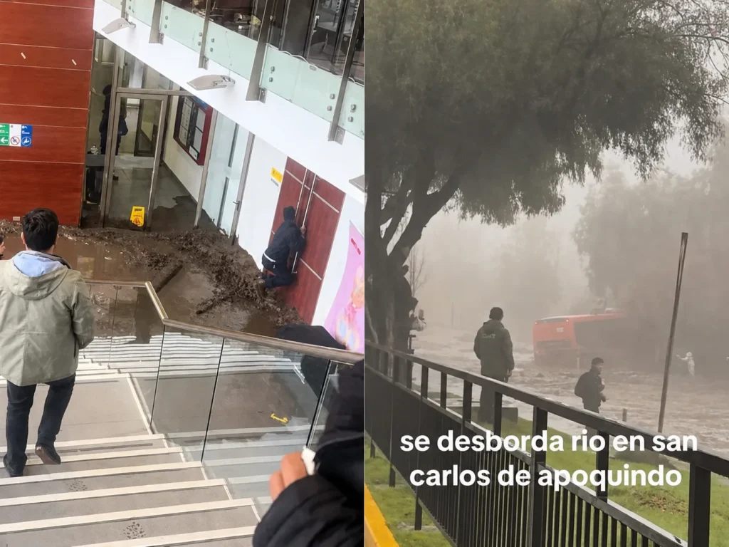 Videos muestran inundaciones y barro al interior de Duoc UC en Las Condes
